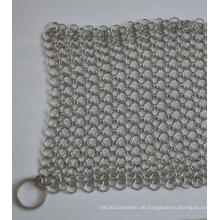 304 5 &quot;* 5&quot; Chainmail Scrubber Edelstahl Gusseisen Reiniger